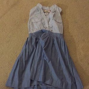 Formal Striped Sleeveless Blue Dress